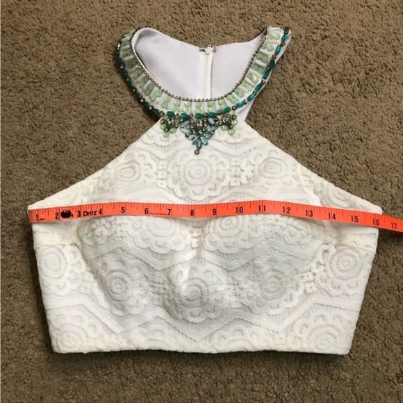 Tiffany Ivory/Aqua Two-Piece Halter Mermaid Gown - Size 6 - NWT - Picture 9 of 15